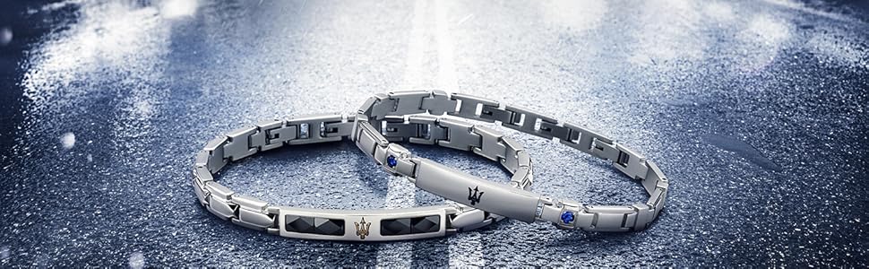 Браслет чоловічий Maserati JEWELS JM419ASC02 сталевий з PVD покриттям (сірий/синій)