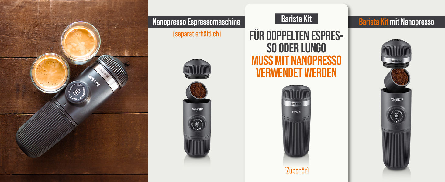 Набір бариста WACACO Nanopresso для портативної еспресо-машини, аксесуари для приготування подвійного еспресо та лунго