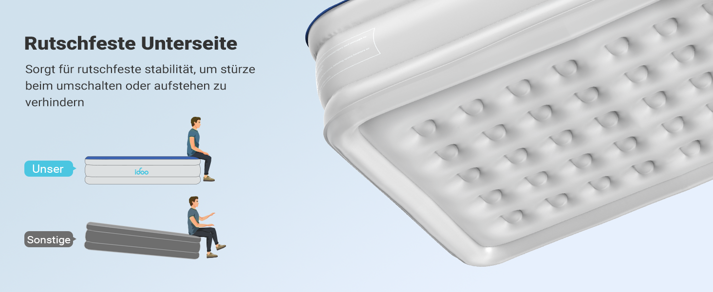 Надувне ліжко iDOO для 2 осіб з вбудованим електричним насосом, самонадувна повітряна матрац, 33 см, для кемпінгу, гостей, подорожей та дому (152x203x46 см)