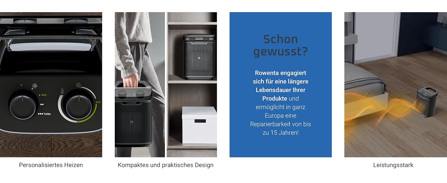 Обігрівач Rowenta Instant Comfort Aqua SO6510F2: тихий, з регулюванням потужності, для ванної кімнати, сірий