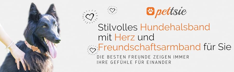 Нашийник для собак Pettsie з серцем та браслетом дружби, регульовані розміри S та M, комфортний дизайнерський льон, міцний та довговічний, чудовий подарунок для любителів собак (35,6 - 50,8 см (M), Червоний)