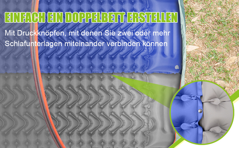 Каремат туристичний самонадувний Cunbayi з інтегрованими подушками та насосом для кемпінгу, пікніків, відпочинку на природі. Кольори: блакитний