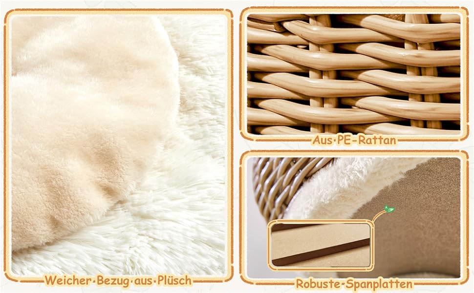 Дерево для котів Yaheetech з ротангу, 91 см, для великих котів до 10 кг, з печерею та платформами, бежевий