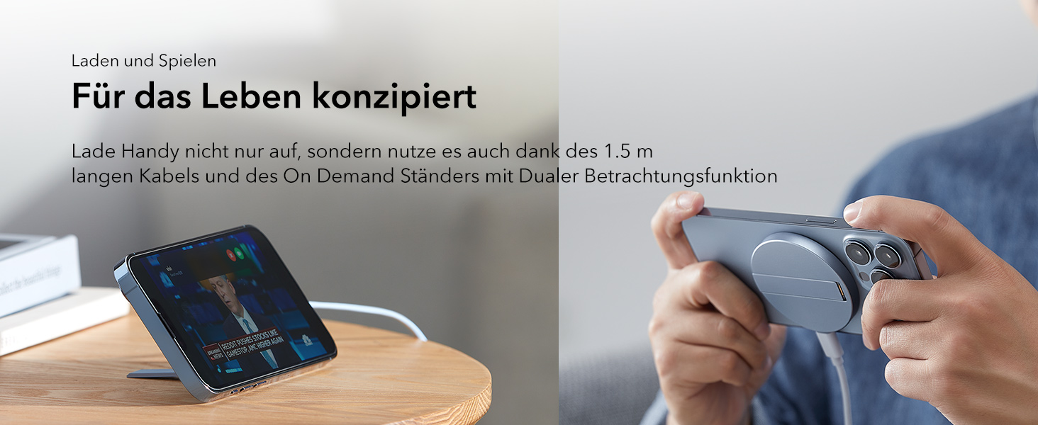 Бездротовий зарядний пристрій ESR MagSafe з підставкою для iPhone 17/16/16 Pro/16 Pro Max/15/14/13, AirPods 4/3/2 Pro, білий (без адаптера живлення)