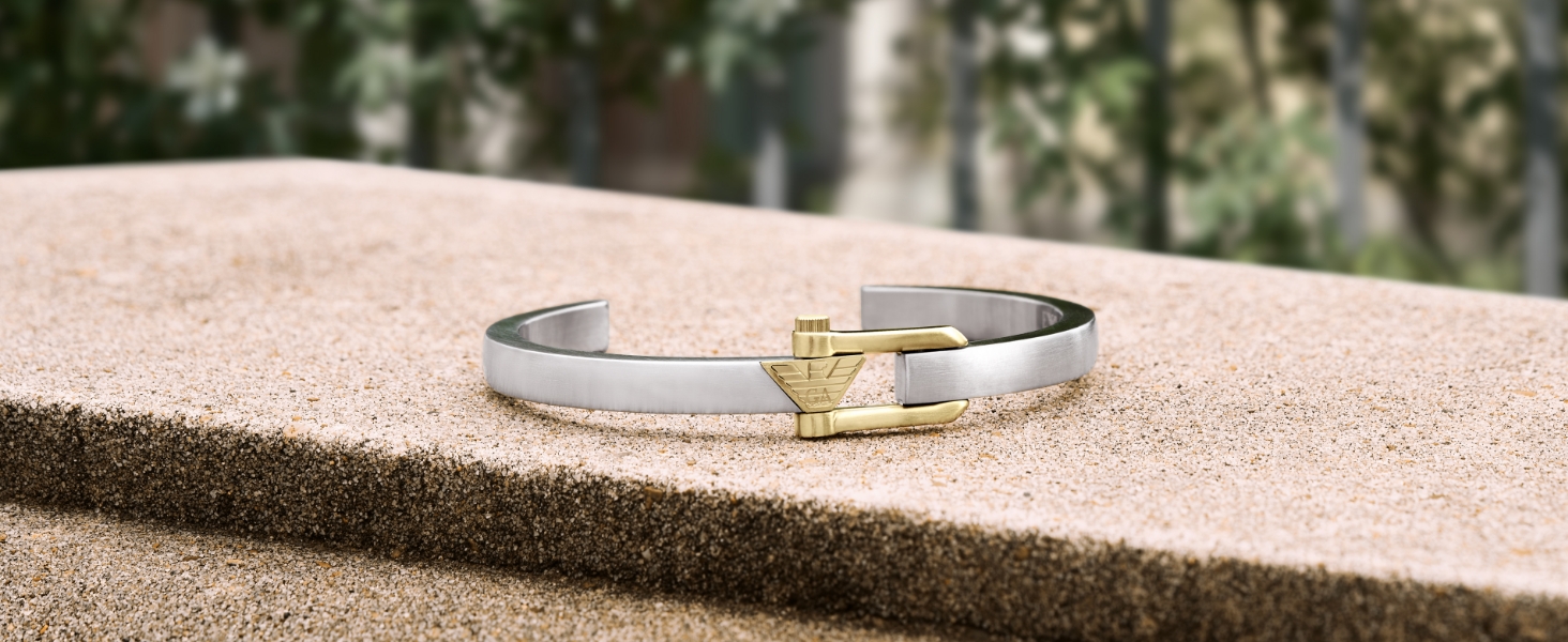 Чоловічий браслет Emporio Armani з нержавіючої сталі або шкіри з застібкою-ланцюгом, срібно-сірий колір