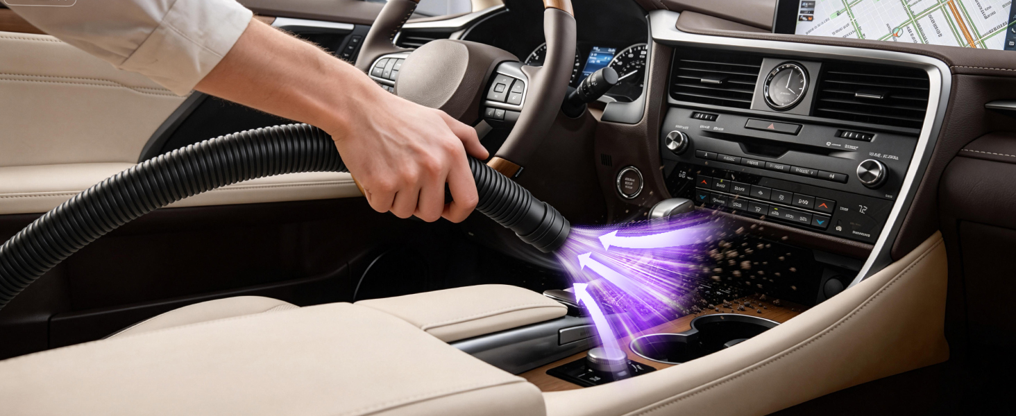 Акумуляторний автомобільний пилосос Handstaubsauger 28000PA безщітковий, 4-в-1, з великим контейнером для сміття, сріблясто-фіолетовий