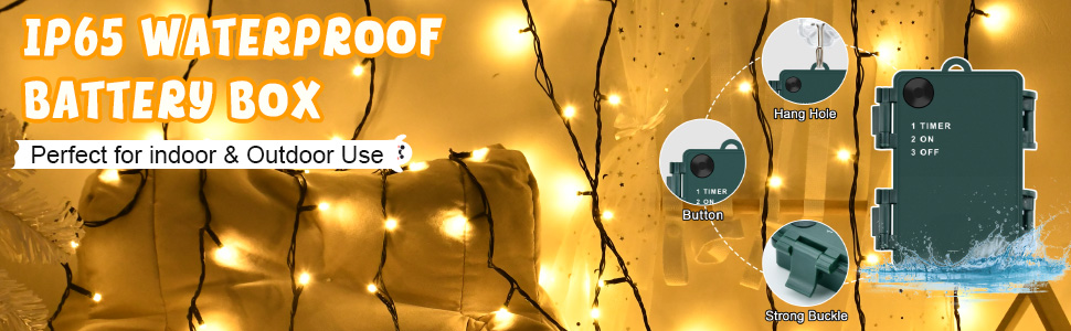 Гірлянда декоративна Halloween на батарейках/USB, 60 LED, з таймером, вологостійка, 6м, тепле світло, для декору саду, дому, на Хелловін