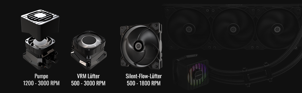 ENERMAX LIQMAXFLO SR 240 - Система водяного охолодження CPU AIO (LGA 1700, 1200, AM5, AM4) з подвійним резервуаром, RGB VRM водоблоком та 2 вентиляторами 120 мм PWM Silent Flow (350W+ TDP), чорний