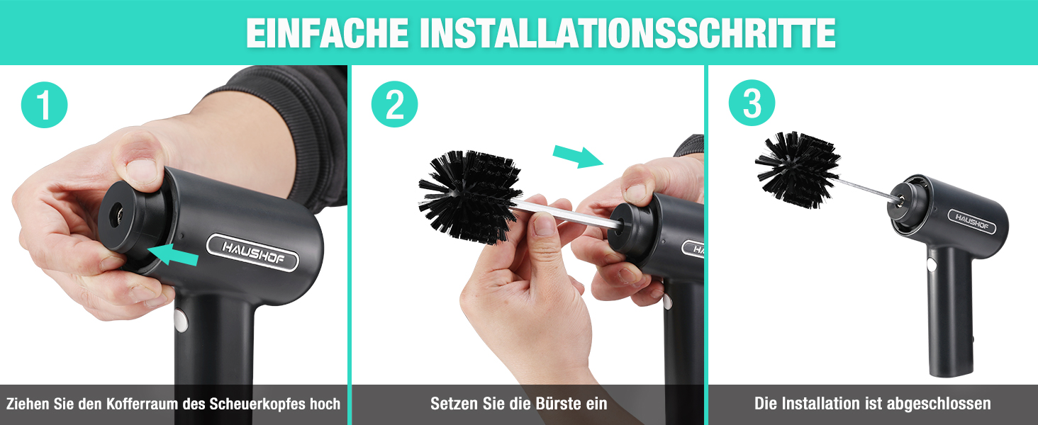 Електрична щітка для прибирання HAUSHOF з акумулятором, підставка, LCD дисплей, 3 швидкості, скрубер з 7 насадками та точилка для ножів, для ванної, кухні, плитки