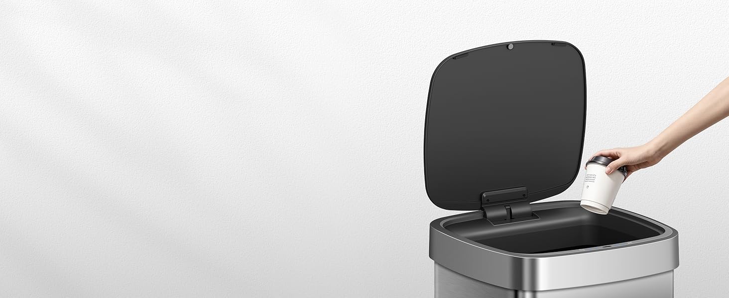 Сміттєвий бак EKO EcoSmart 80л з сенсором, нержавіюча сталь, електричний, для кухні та дому, з кришкою Soft-Close, анти-відбитки, кутовий