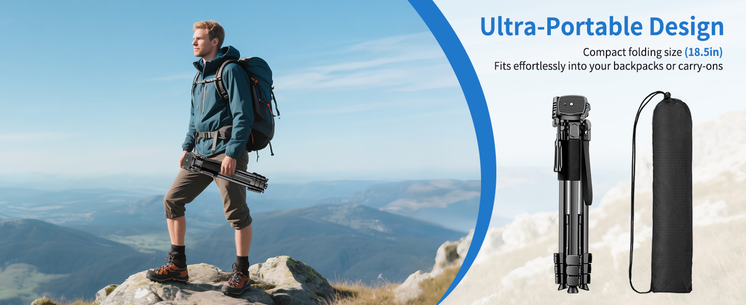 Штатив для камери Nineigh 172см, для смартфона з пультом, легкий, алюміній, 3-х секційний, для фото та відео