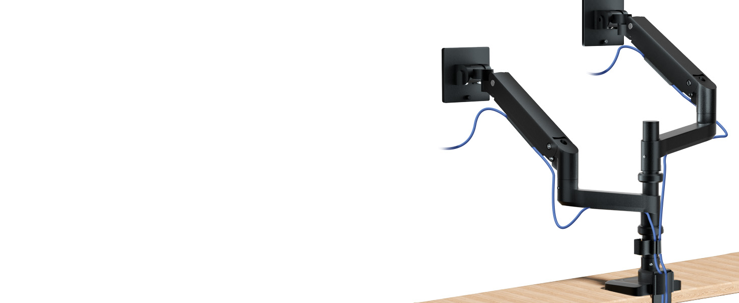 Підставка для монітора PUTORSEN для 2 моніторів, 17-49 дюймів, газ-амортизатор, регулювання висоти, поворот, VESA 75/100mm, чорний