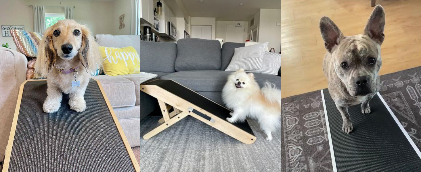 Рампа для собак Hunderampe: регульована, 18-53 см, для ліжка/дивану, з антиковзким покриттям, з натурального дерева (бірча)