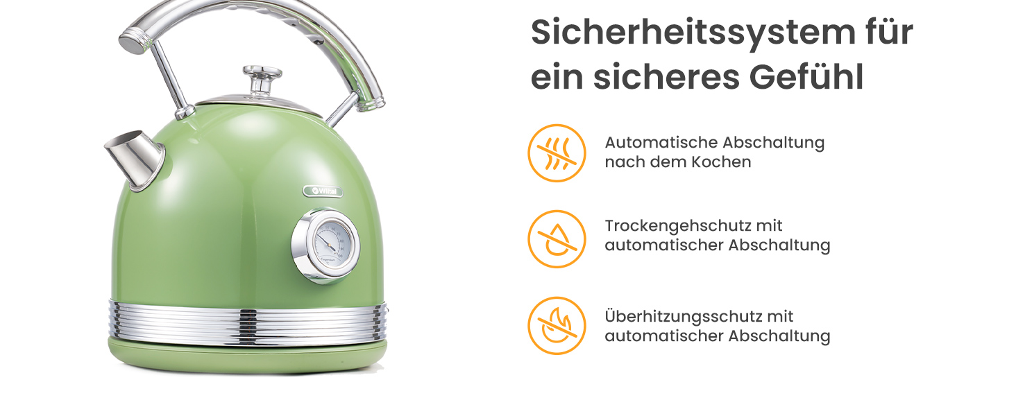Ретро чайник з нержавіючої сталі, електрочайник та тостер-сет, 2200 Вт, 1,8 л, для чаю, кави, дитячого харчування, без BPA. Зелений вінтажний дизайн