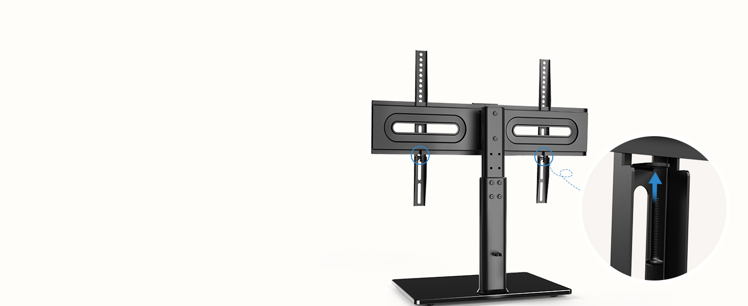 FITUEYES Adjustable TV Stand for 32-65 Inch TVs - Swivel & Height Adjustable - VESA 600x400 - White/Black