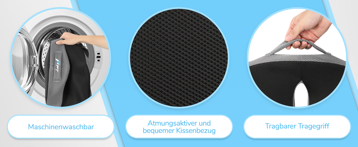 Подушка для сидіння POOTACK - для офісного крісла та авто, комфорт, піна з пам'яті, дизайн з отворами та U-подібною формою, чорний