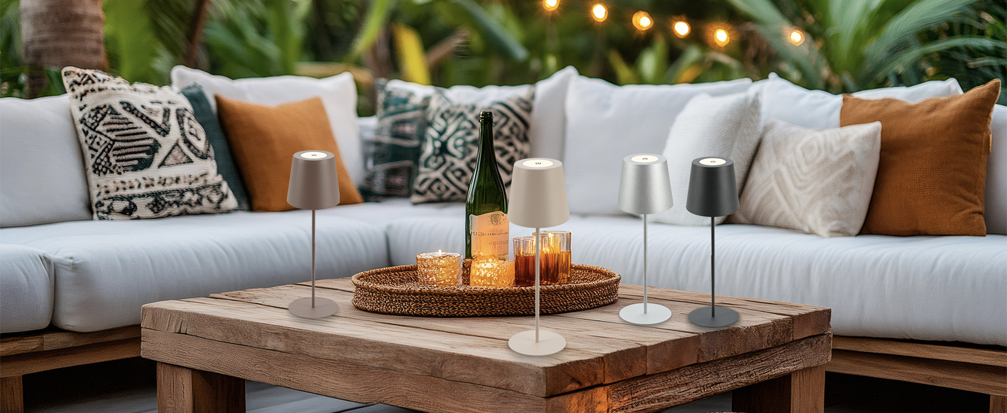 Світлодіодна настільна лампа Briloner бездротова з сенсорним керуванням, димування, регульована висота, бежева 36x10.5 см