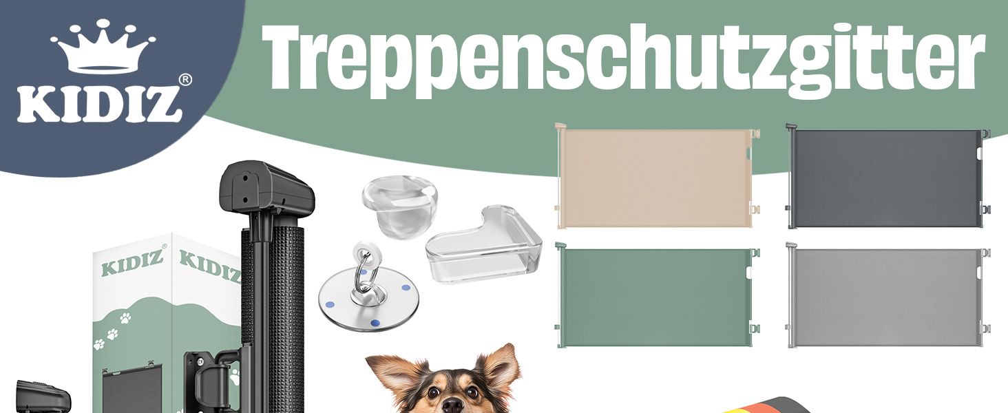 Захист для сходів KIDIZ®: розтяжний захист для дітей та домашніх тварин, 0-180 см, антрацит