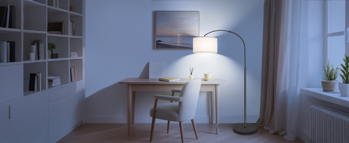 Стійка лампа для вітальні з 3 режимами кольору, 12W, LED, з абажуром з льону, вимикач на ніжці, диммер. Підходить для спальні, читання, офісу та інших приміщень.