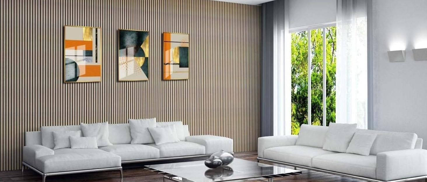 Акустичні 3D-панелі з дерева AKK-PANE (60x60 см, 4 шт, 1.44м²) для стін у вітальню, офіс та кухню, звукопоглинаючі еко-панелі, колір: копчений дуб 5#