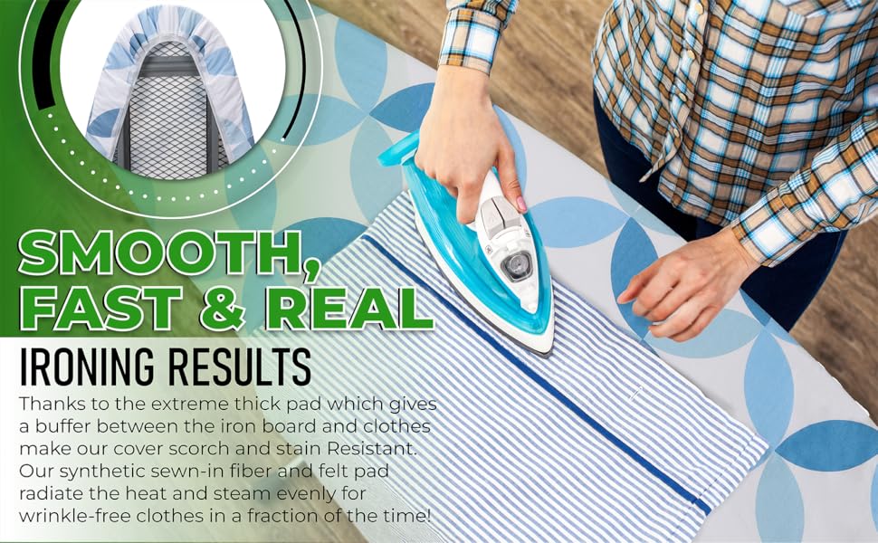 Чохол та подушка для прасувальної дошки, стандарт та велика, синій, преміум якість