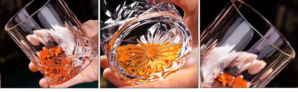 Набір склянок для віскі (6 шт.), 300 мл, кришталеві, для бурбону, бренді, рому, коктейлів, для дому, бару, вечірки, прозорі