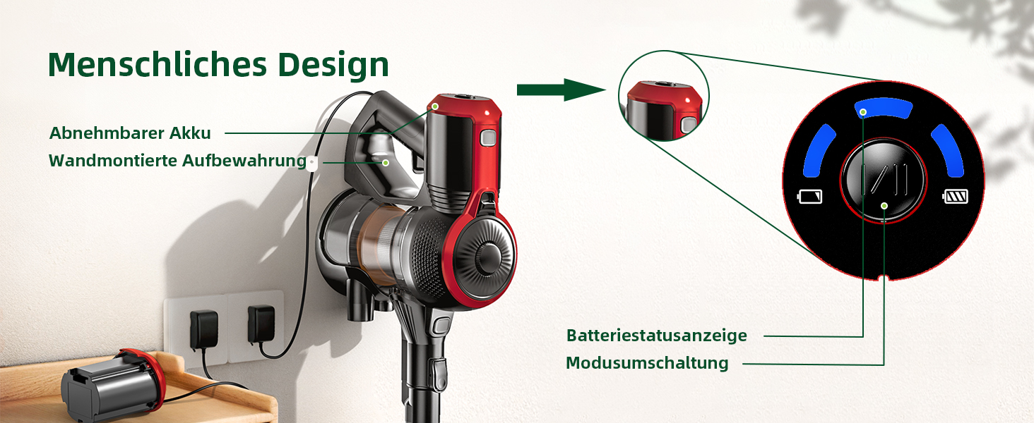VEGREM Бездротовий акумуляторний пилосос 25Kpa з LED-підсвіткою та 2 режимами потужності, до 40 хвилин роботи