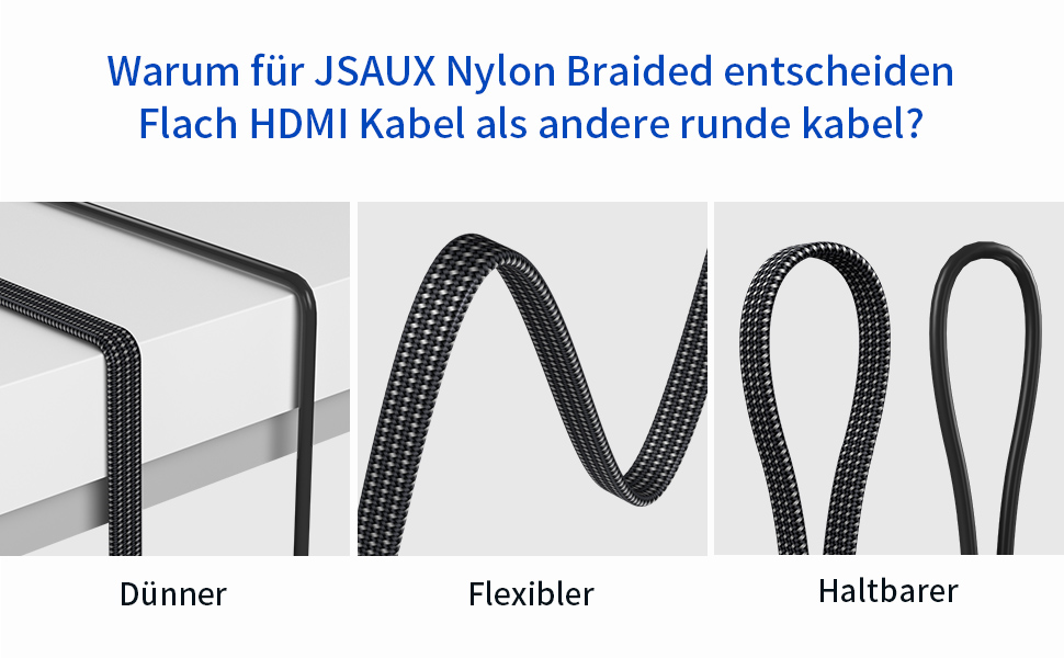 Кабель HDMI JSAUX 4K 3 метри: підтримка 4K@60Hz, HDR, UHD 2160p, Ethernet, ARC, для PS3/4, TV, PC (червоний)