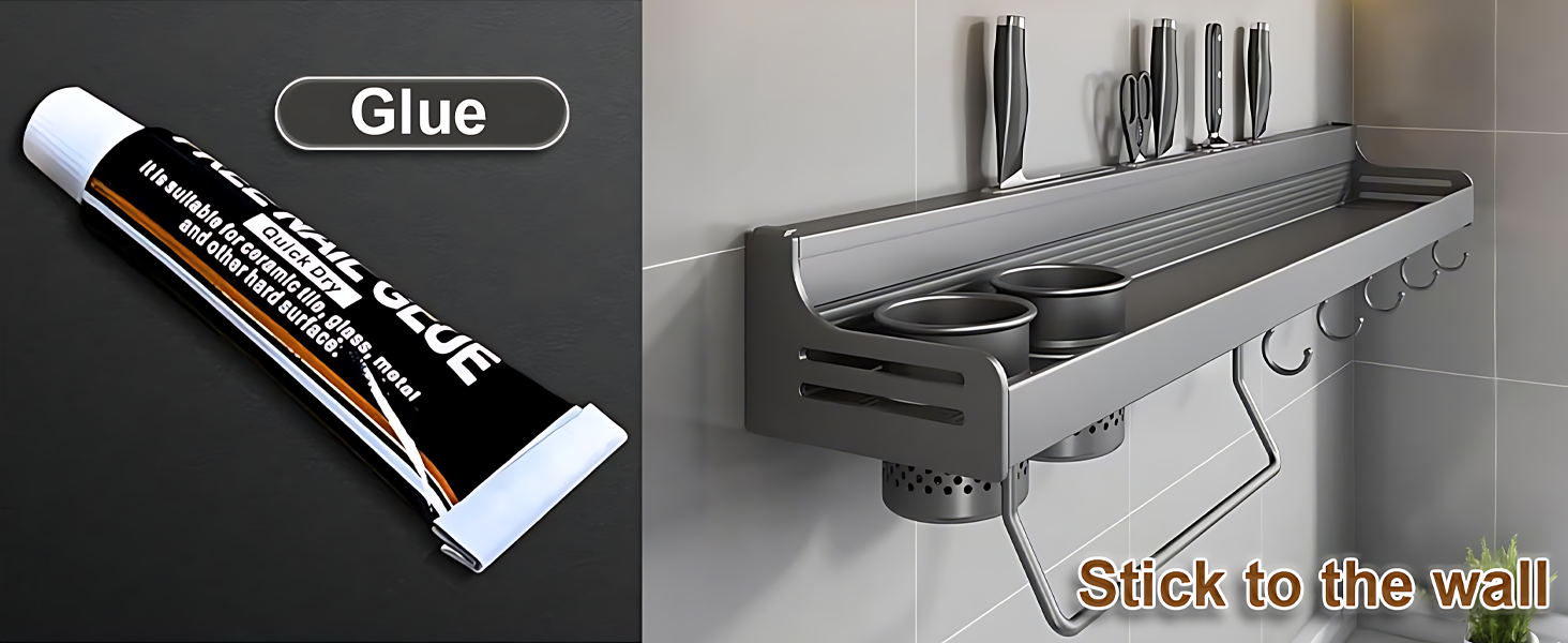 Настінна полиця для спецій, органайзер без свердління, полиці для спецій, тримач для спецій на клейкій основі, металева полиця для кухні, 50 см, сірий