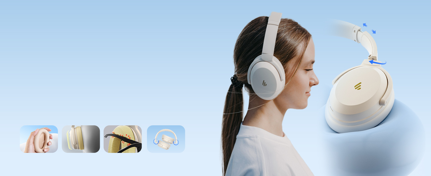 Edifier WH700NB Pro: Бездротові навушники з активним шумозаглушенням (-43dB), Hi-Res Audio, Bluetooth V5.4, AI-дзвінки, швидка зарядка, складні - Чорний