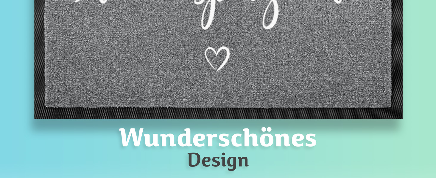 Килимок для дому Hereinspaziert 40x60 см: мийний, для порогу, з написом та серцем