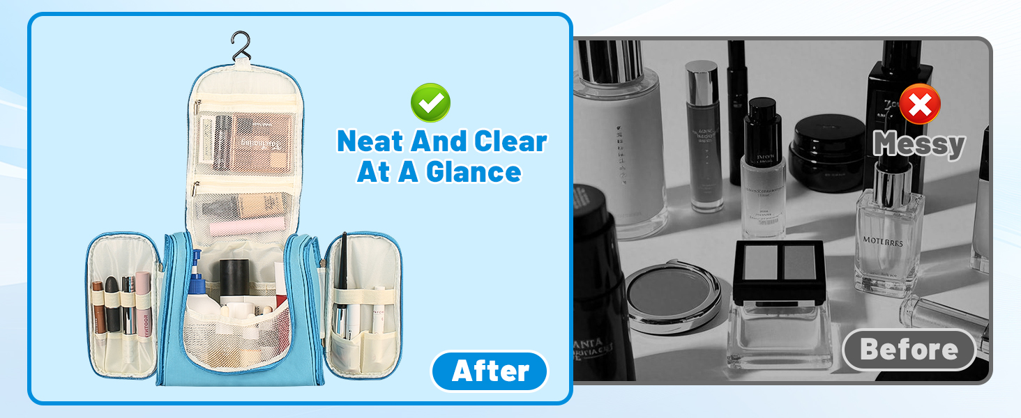 Чоловіча косметичка-органайзер для подорожей з гачком, зелена/блакитна