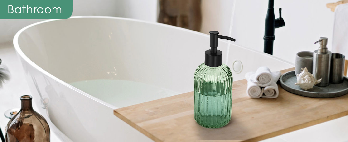 Скляні дозатори для мила Topsky (2 шт.), 400 мл, з чорною помпа, для кухні та ванної кімнати, ідеально для мила, лосьйонів та ефірних олій (оливковий зелений)