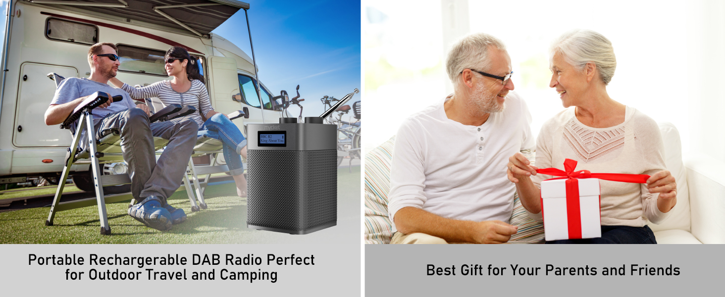 Портативне DAB/DAB+ радіо з цифровим UKW радіоприймачем, FM радіо з Bluetooth 5.0, USB, 80 попередніх станцій, LED дисплеєм сірого кольору