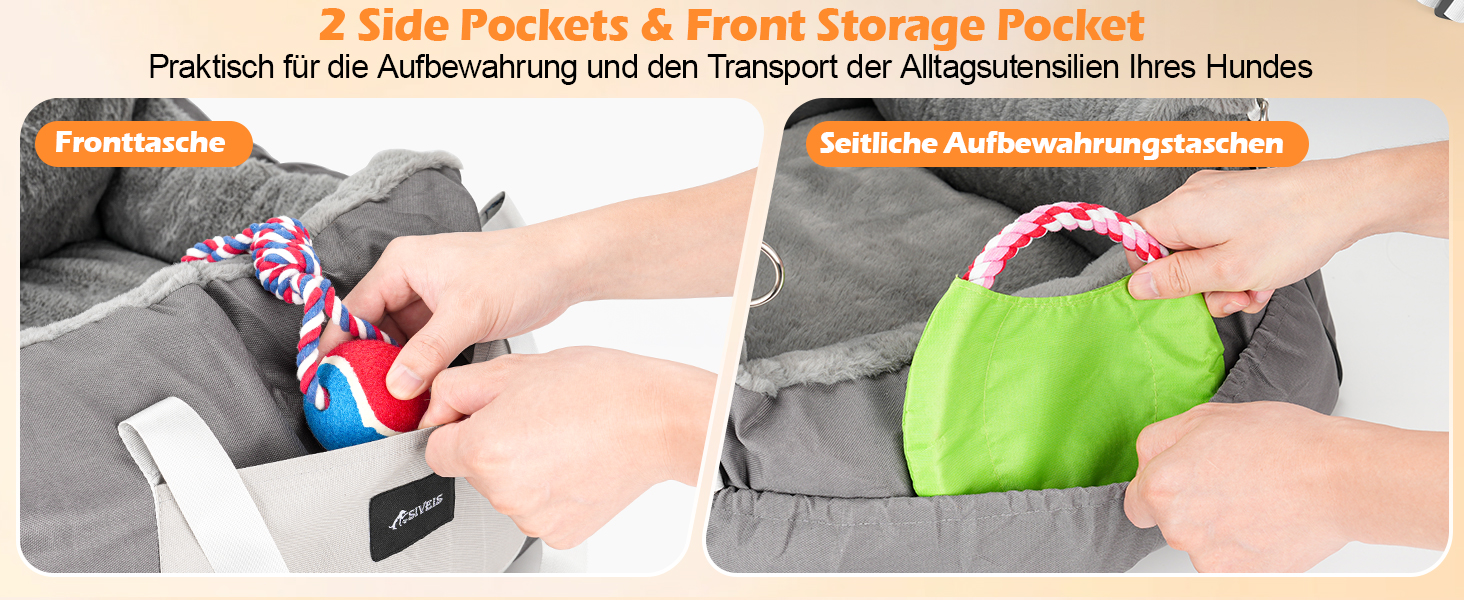 Автокрісло для собак 3-в-1 з переносною ліжком для маленьких собак – зручне автокрісло з розкладною поверхнею, м'яким матрацом, для переднього або заднього сидіння, внутрішнє та зовнішнє (02-Сірий)