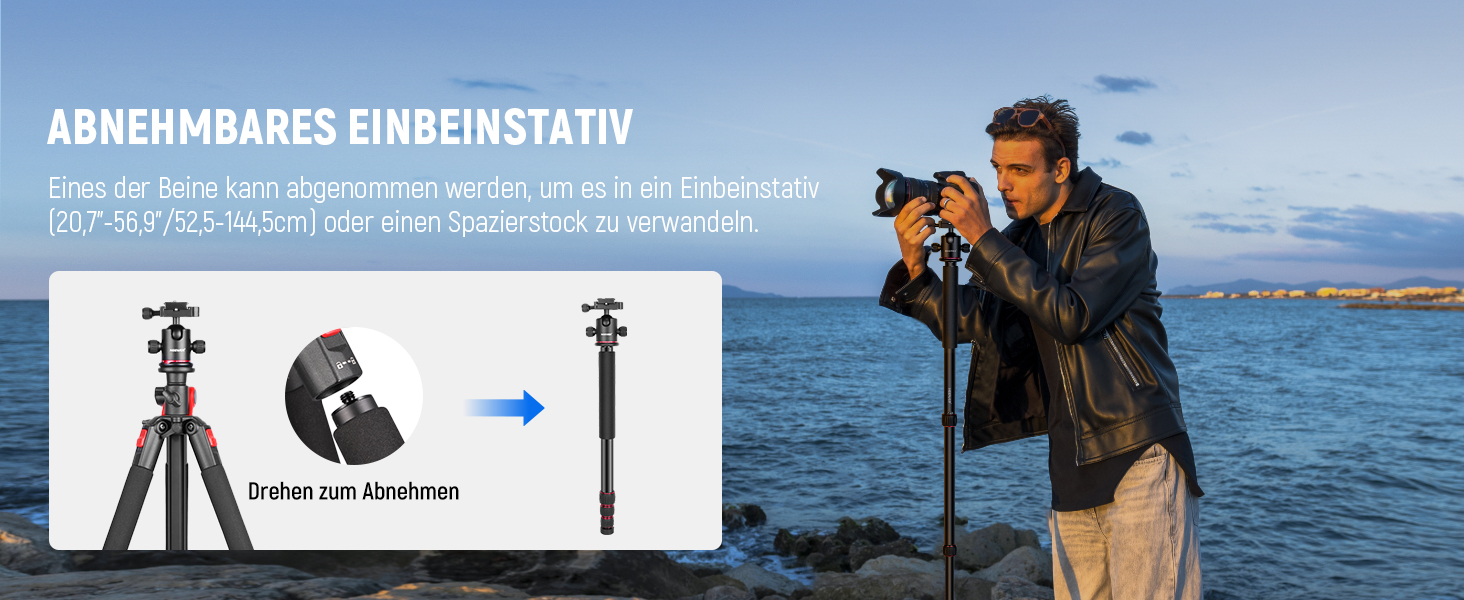 Штатив для камери NEEWER з моноподом, 72 дюйми, алюміній, для DSLR/Camcorder, 360° кульковий голівкою, QR-платівкою Arca, максимальне навантаження 33 lbs, з серветкою для чищення