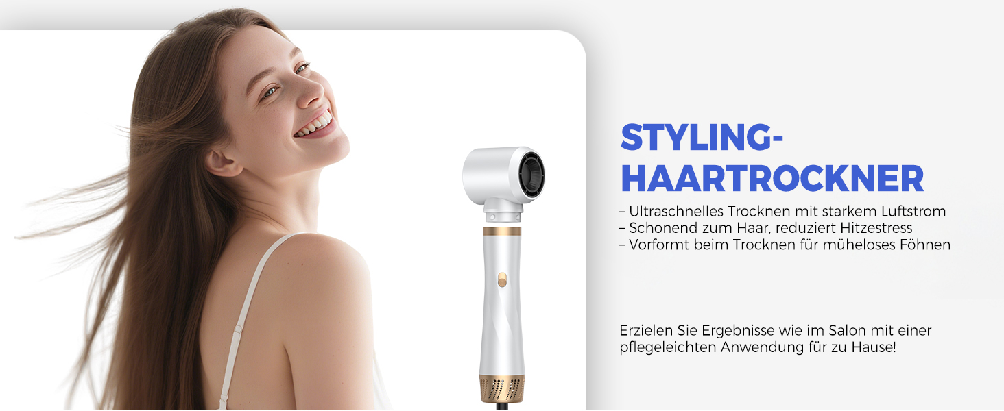 Airstyler 5 в 1: Фен-щітка, плойка, термощітка, для об'єму, випрямлення та локонів. 1000W, 3 температурні режими. Рожевий/Білий