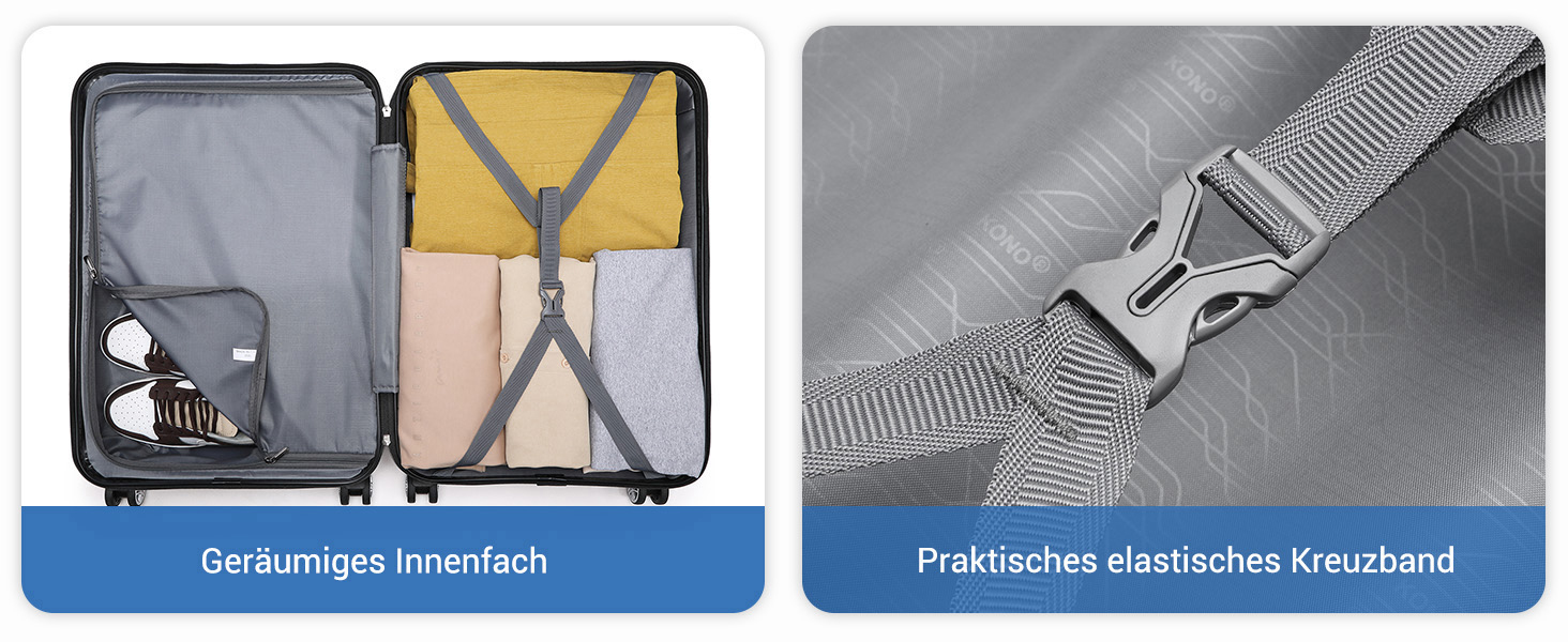 KONO Валіза-Тролей XL (74 см) з ABS+PC, 4 колеса, TSA-замок, для подорожей, бізнесу та сімейного відпочинку, темно-синій