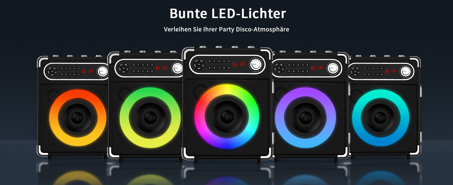 Караоке-машина з 2 мікрофонами, портативна Bluetooth колонка з LED-підсвічуванням, система PA для вечірок, підтримка USB/TF-карт/AUX/FM