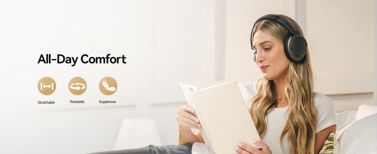 1MORE Sonoflow Pro Бездротові навушники Bluetooth з активним шумопоглинанням, Over-Ear, LDAC, Hi-Res звук, Bluetooth 5.4, 100 годин, зручні, кристально чисті дзвінки (Чорний)