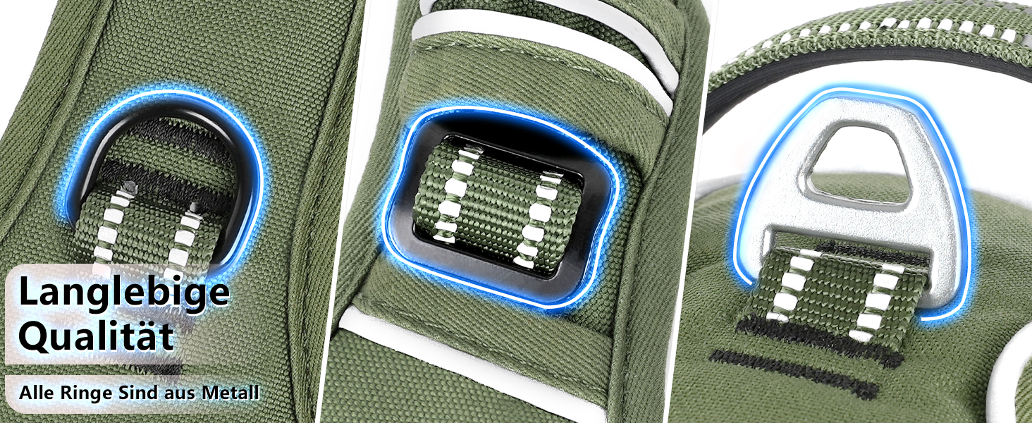 Нашийник для собак HEELE з посиленим кріпленням, світловідбиваючий, з м'якою ручкою, для контролю, 2 металеві кільця, для малих, середніх та великих собак, армійський камуфляж, зелений, M M MC-Armee Grün