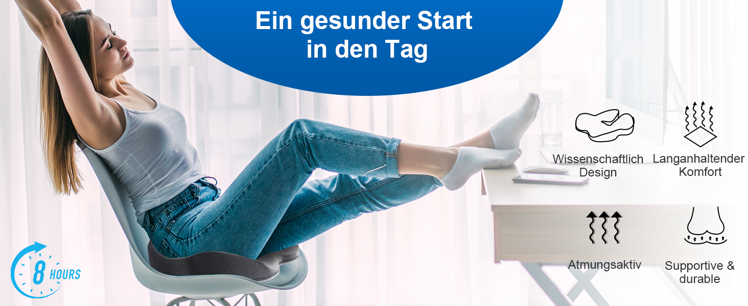 Подушка для сидіння SkyNY на офісне крісло: Memory Foam, для кукси, Sciatica, ергономічна, знімає тиск, для болю в сідниці та кукси