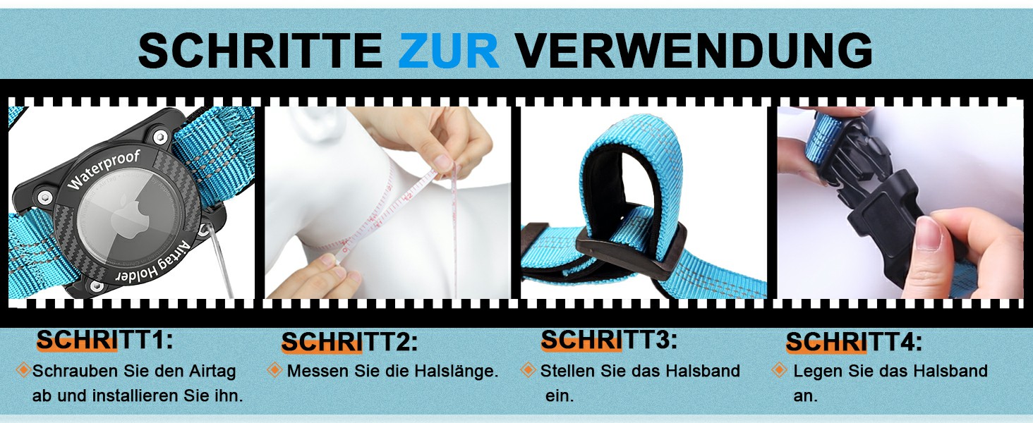 Нашийник для собак з AirTag, водонепроникний чохол, GPS трекер, сумісний з Apple AirTag, синій, розмір S (27-34.5 см)