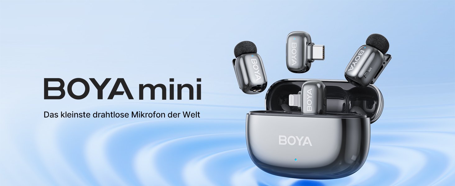BOYA MINI 2: Портативний мікрофон з USB-C, 48kHz/24Bit, 100м, 30год, для iPhone, Android, Vlogging, YouTube, інтерв'ю (Space Silver)