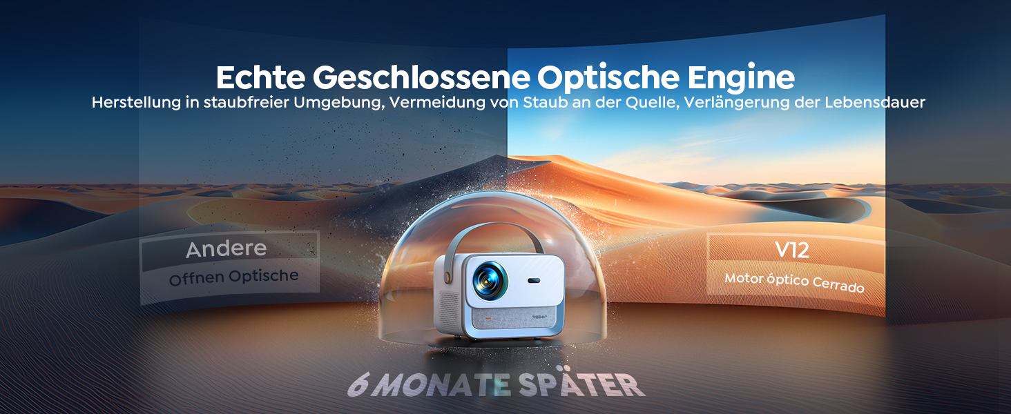 YABER V12 проєктор 4K: Full HD, WiFi6, Bluetooth 5.2, автофокус, 60Hz, 20W Dolby, для дому та на вулицю, 50% Zoom