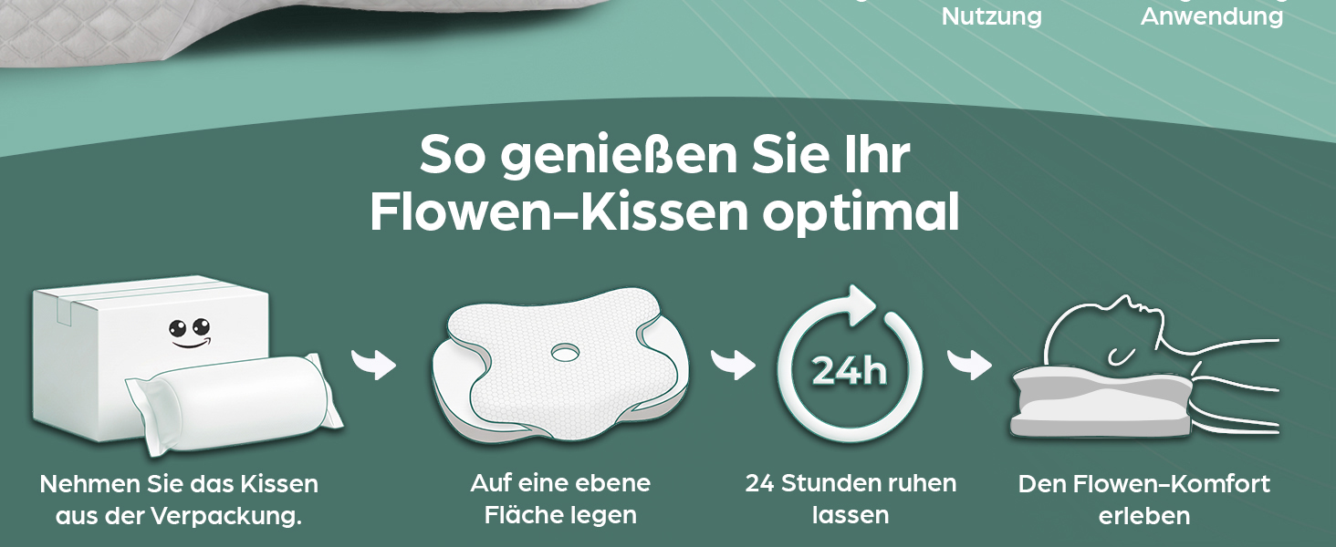 Ергономічна подушка для шиї Flowen з ефектом пам'яті (Memory Foam) від болю в шиї, антихрапіння, для всіх позицій сну, біла, зі знімним чохлом