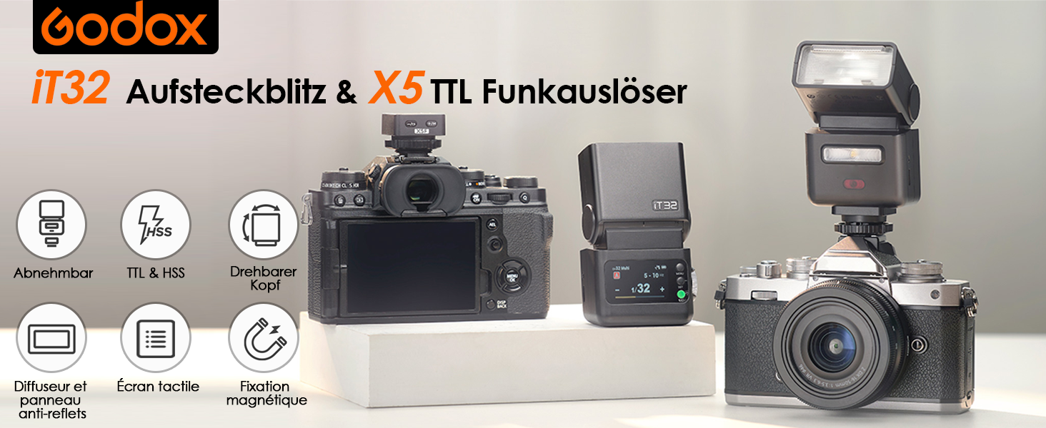 Спалах GODOX iT32 TTL з бездротовим тригером X5N для Nikon: швидка зарядка, HSS 1/8000s, GN18, LED-ліхт, дифузор, магнітний фільтр