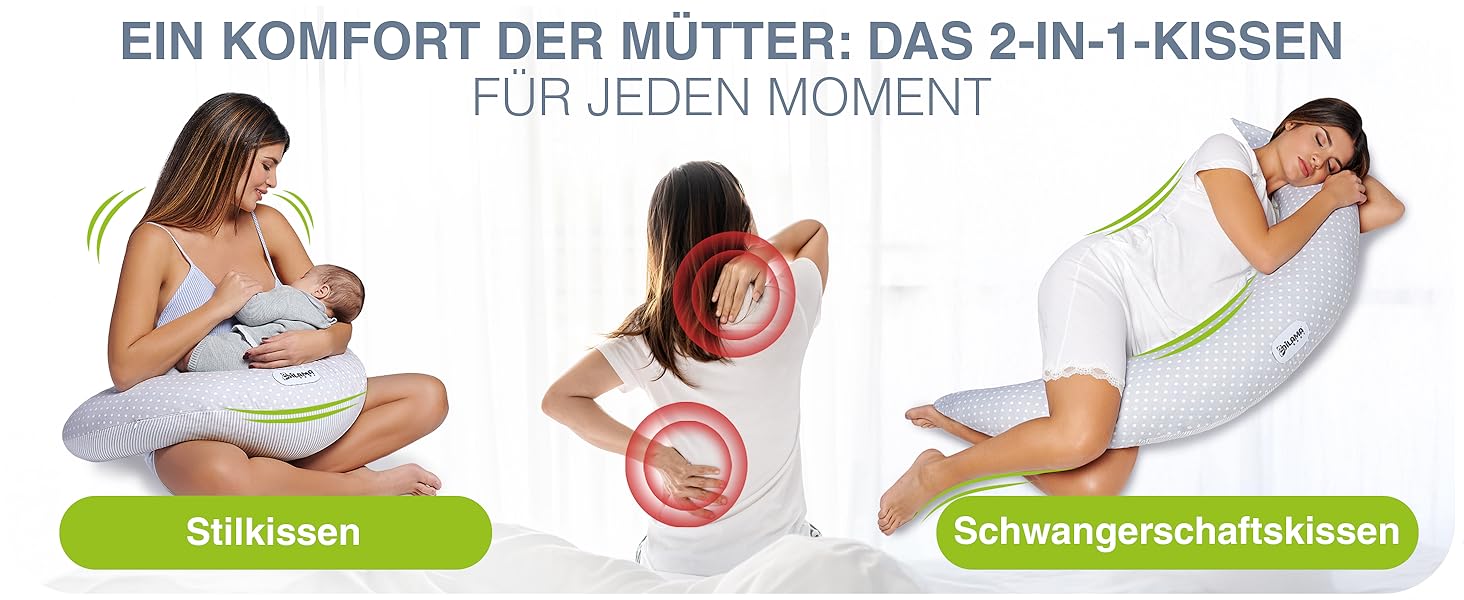 Подушка для вагітних Dilamababy з піною з пам'яті, Floken та волокнами - подушка для годування XXL - подушка для вагітних - багатофункціональна подушка для бокового положення зі 100% бавовняним чохлом для вагітних