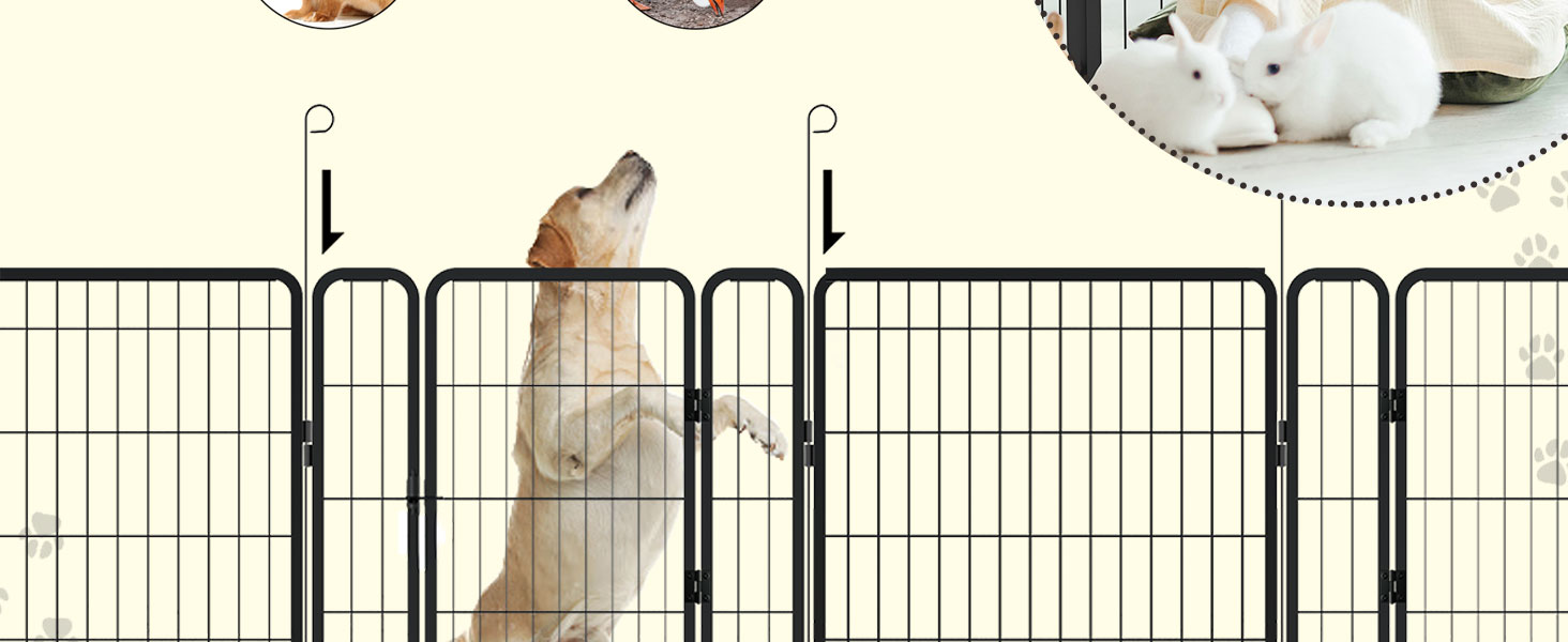 Металевий вольєр для собак 65x80 см з дверима та ґрунтовими анкерами. Модульний загін для цуценят, собак, котів, кроликів та дітей. Підходить для саду та вулиці.