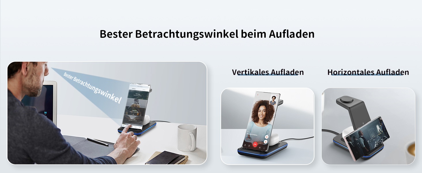 Бездротова зарядка JoyGeek 3-в-1 для Samsung Galaxy S25/S24/S23/S22/Z Flip/Fold, Galaxy Watch Ultra/8/4, Galaxy Buds - Чорний